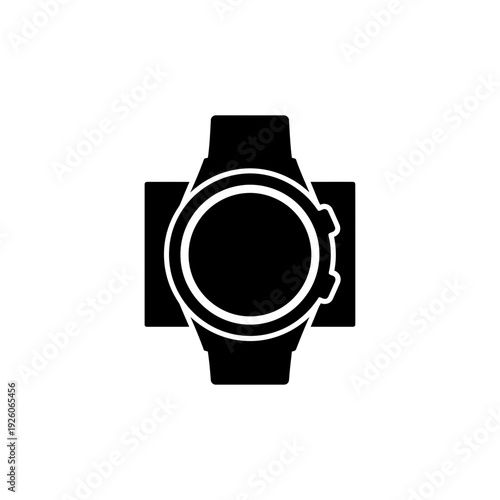 A black and white icon of a smartwatch