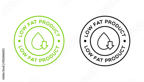 Vector Round Low Product Fat Badge Label