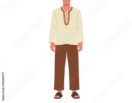 flat vector illustration of men long sleeve koko shirt