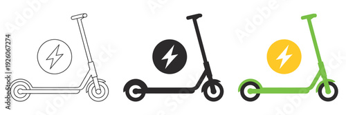 Electric scooter icon collection, vector icons of urban mobility, electric vehicle, and transportation symbols