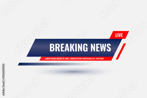 Live Breaking News Header Banner for Journalism Channel, Modern Broadcast Media Title Bar Design for TV and Streaming News