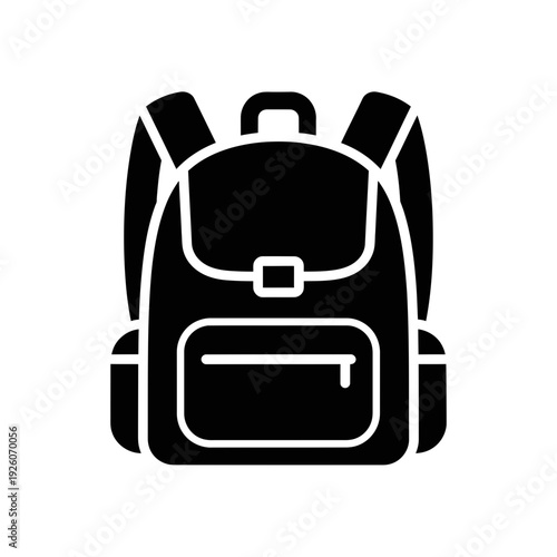 A simple black and white image of a backpack