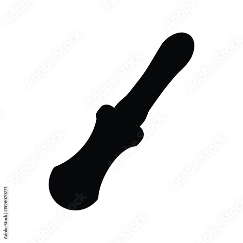 Black and White Illustration of a Bone Tool Artifact with Unique Features