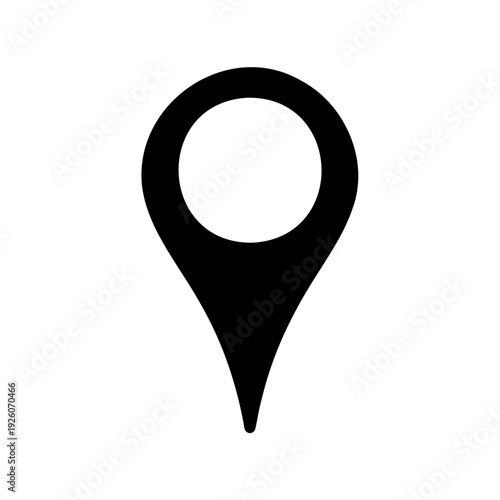 Black location pin icon for maps and navigation, simple and clear