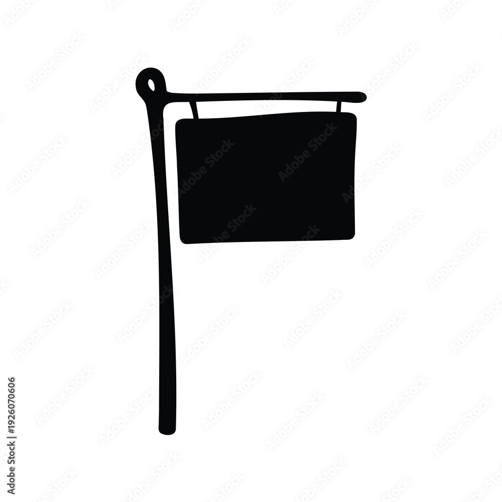 Obraz premium A simplistic black and white illustration of a blank sign post