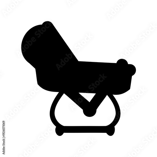 Black and white silhouette illustration of a baby cradle or bassinet