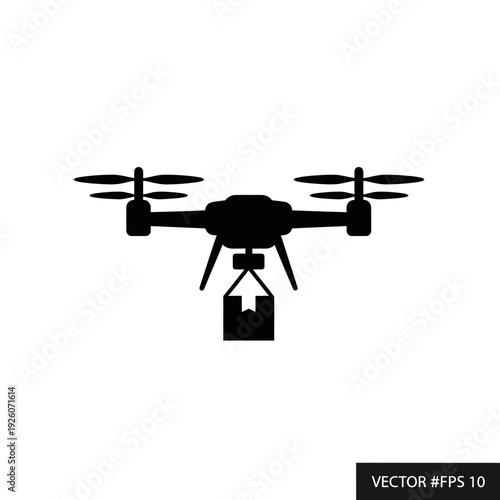 A drone with a package attached to it