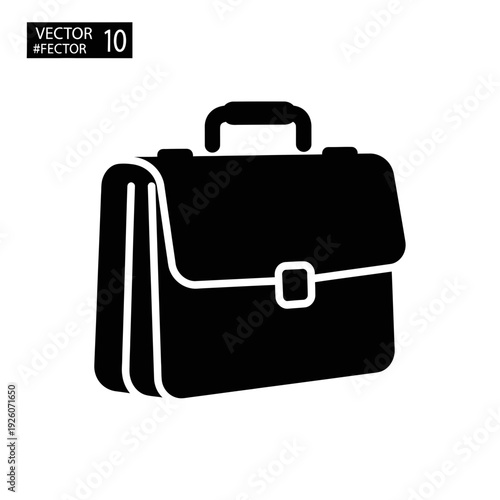 A black vector icon of a briefcase