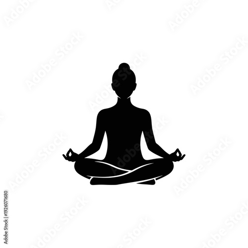 A person sitting in a yoga pose on a white background