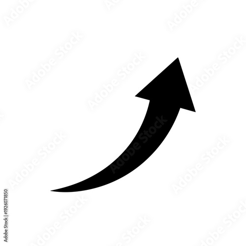 A black arrow pointing upwards on a white background