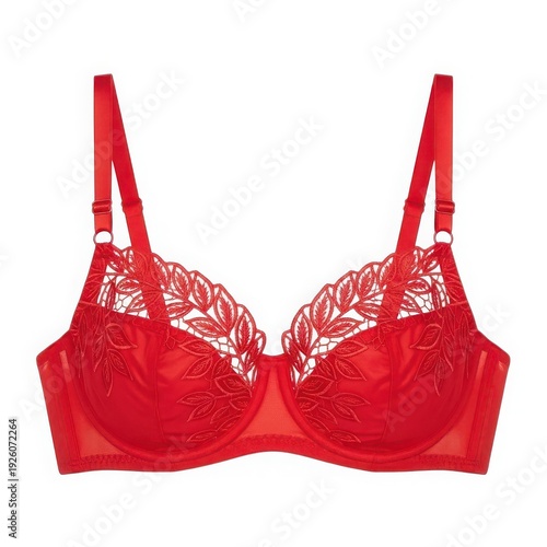 Red lace trim bra