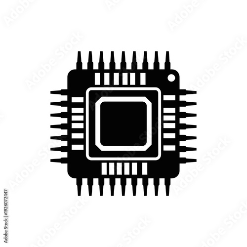 A black and white image of a computer chip