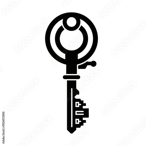 A large black key with a circular top