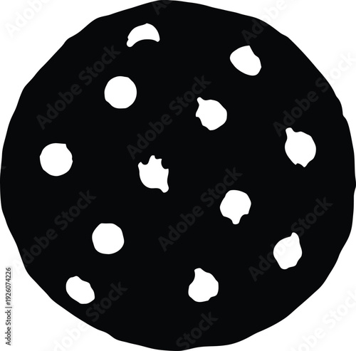 Silhouette of a cookie with white chocolate chips