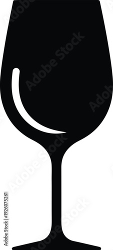 Silhouette of a wine glass on a white background