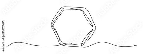 Abstract continuous line drawing forming a simple yet captivating geometric frame with a flowing organic design perfect for modern branding elements or contemporary graphic compositions