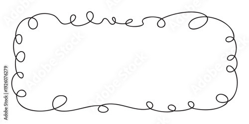 Decorative wavy flowing single line creating an abstract rectangular frame perfect for enhancing documents, certificates, invitations, or as a stylish border on various printed materials.