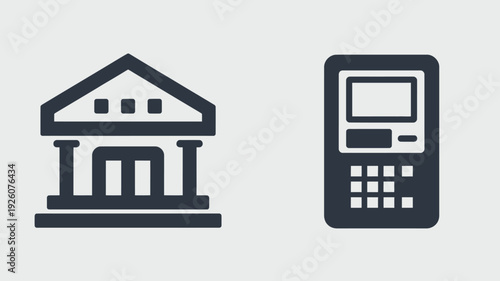Blue building and calculator on a white background business