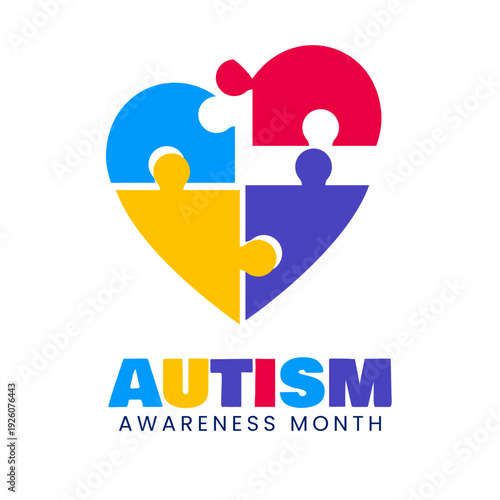 World Autism Awareness Month banner design. Autism awareness concept with colorful puzzle pieces. Vector illustration