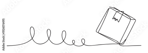 Dynamic single continuous line drawing illustrating a looping path leading to a delivery box, perfect for visual storytelling in educational materials or business presentations