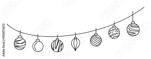 Decorative festive winter season garland with assorted hanging holiday ornaments perfect for seasonal celebrations, greeting designs, and celebratory event decorations