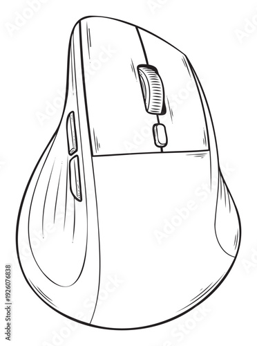 Ergonomic computer mouse sketch for office productivity and comfortable digital work, perfect for technology blogs and user interface guides