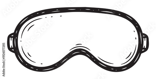 A hand drawn ski goggle mask for winter sports and outdoor activities, perfect for apparel graphics, merchandise, or educational materials.