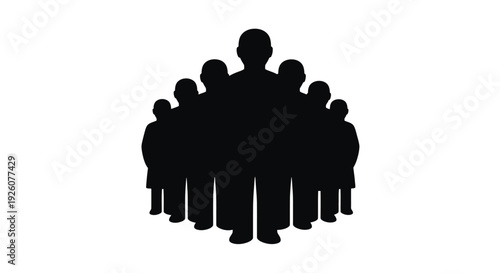 A group of silhouetted people clustered closely together