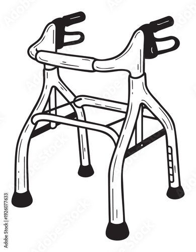 Essential walking aid mobility support equipment for elderly individuals or patients recovering from injury, useful for medical facility signage or health product advertisements