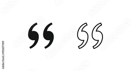 Simple black and white illustration featuring two sets of quotation marks