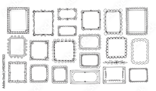 Handdrawn decorative frames and borders offer a charming aesthetic for enhancing scrapbooking projects, journaling layouts, presentations, or printable stationery.