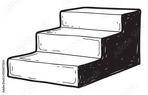 Simple graphic representation of three ascending steps, ideal for conveying progress, hierarchy, or sequential stages in presentations, educational materials, and business visuals.