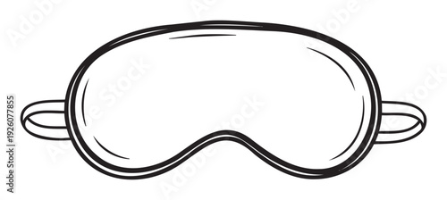 Simple hand drawn outline of a comfortable sleep mask for relaxation and travel, perfect for graphic assets in wellness or personal care promotions.
