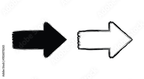Two arrows one black and one white pointing to the right