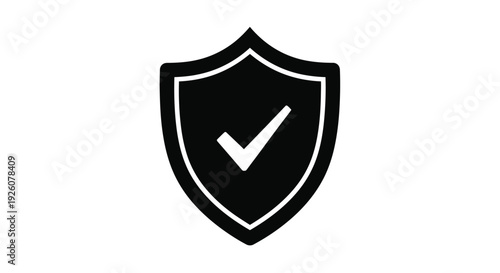 Black shield icon with a white checkmark indicating security or protection