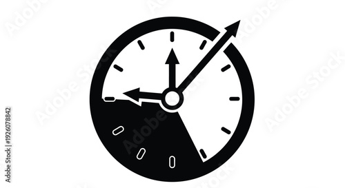 Simple black and white illustration of a clock showing nearly twelve o clock