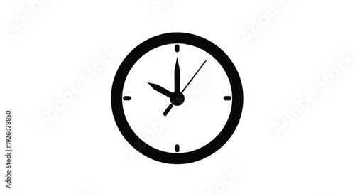 Simple black clock face showing approximately ten past ten