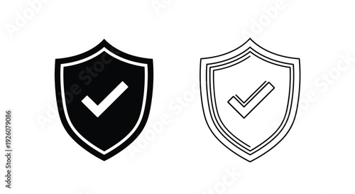 Two shield icons with checkmarks one filled one outlined