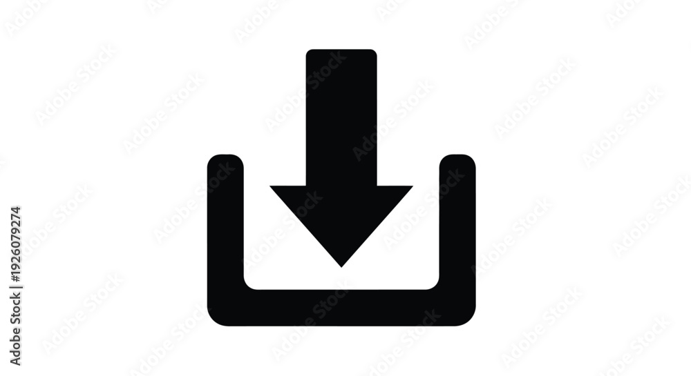 Fototapeta premium Simple black download arrow icon on a white background