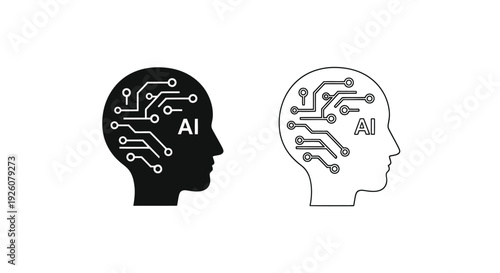Artificial intelligence concept a human head filled with circuitry