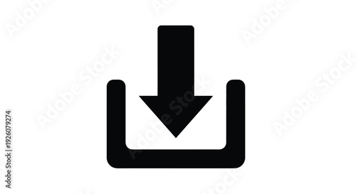 Simple black download arrow icon on a white background