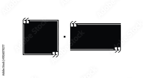 Black and white quotation marks and rectangles a minimalist graphic