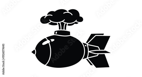 A black silhouette of a bomb with an explosion above it