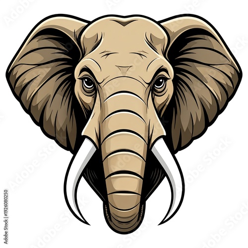 A close-up illustration of an elephant's head