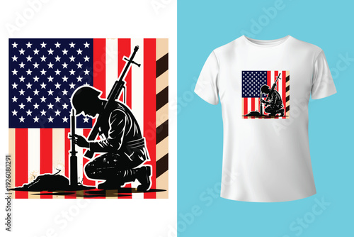 Veterans day t-shirt design, proud USA army soldier t shirt, vintage USA grunge flag design, quotes, vector Graphic, Fully editable and printable template