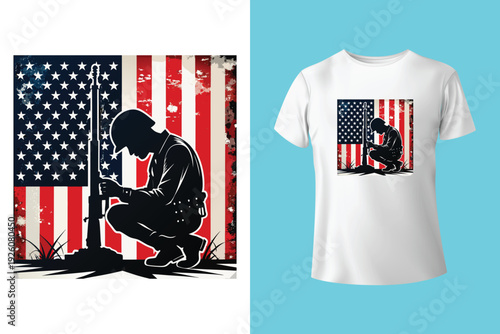 Veterans day t-shirt design, proud USA army soldier t shirt, vintage USA grunge flag design, quotes, vector Graphic, Fully editable and printable template