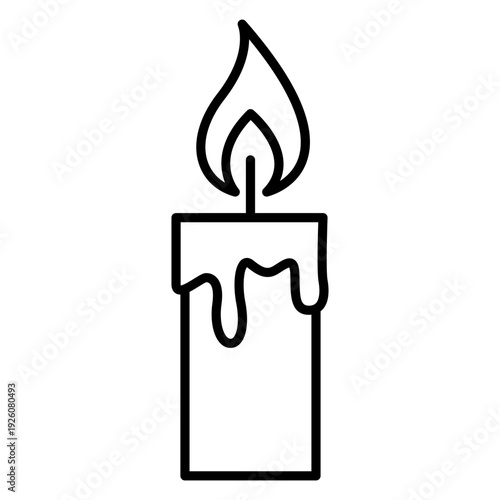 Burning candle line art icon