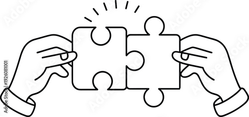 Two Hands Connecting Two Puzzle Pieces Together joining