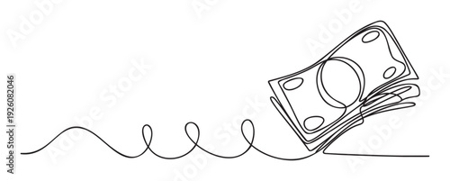 Continuous one line drawing portraying a stack of paper currency symbolizing financial growth and wealth accumulation perfect for business, finance, and investment related content