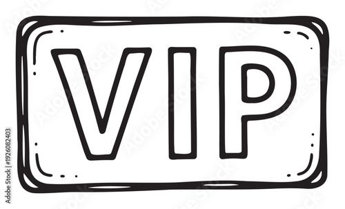 Prominent very important person VIP lettering within a distinctive outlined frame ideal for conveying premium status, access privileges, special offers, and event entry branding.
